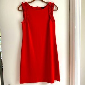 Burnt orange Ann Taylor Factory dress with ruffle detail size small petite